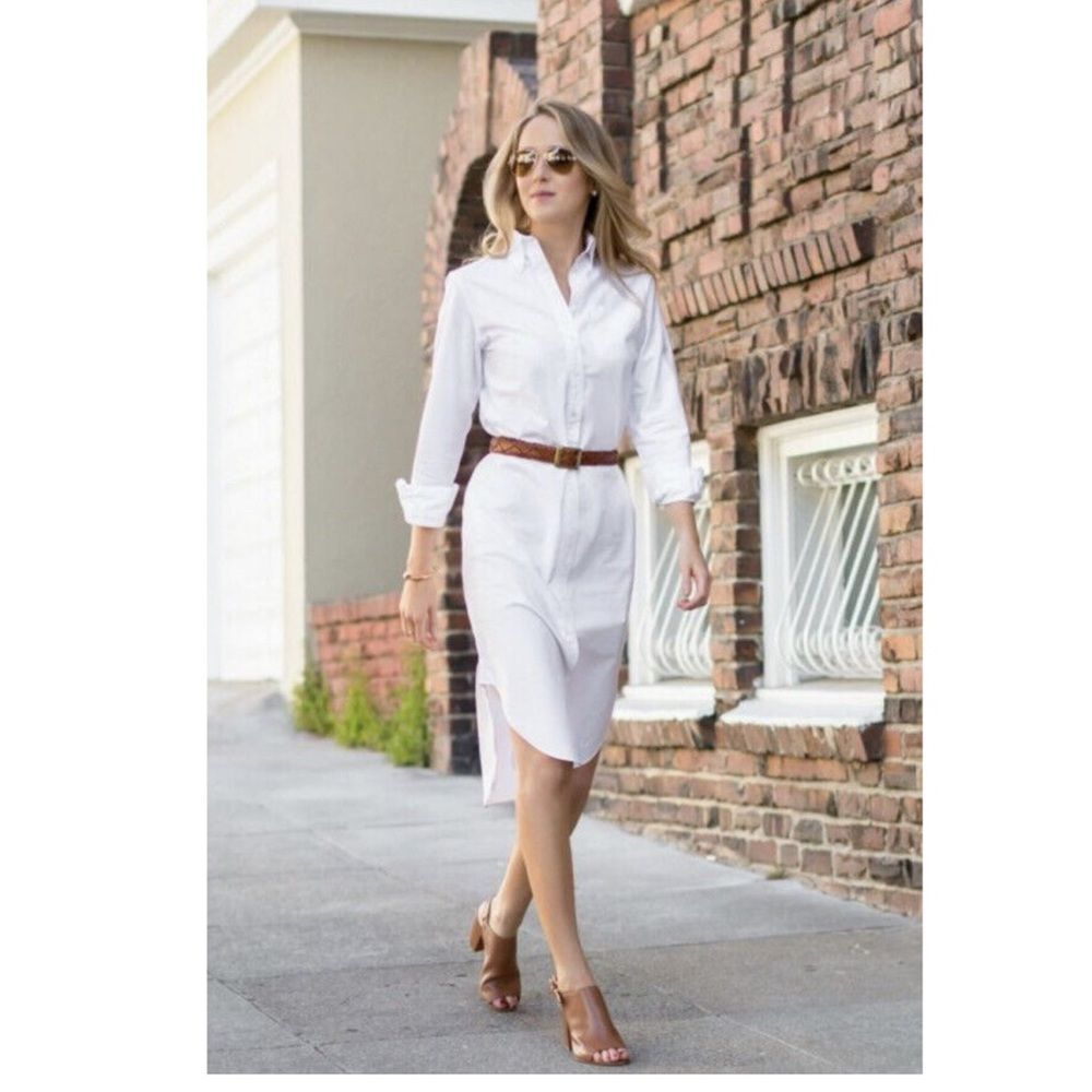 Banana Republic White Cotton Poplin Shirt Dress. Size XS. NWT.
